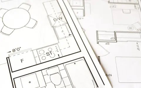 Plany architektoniczne pokazują kuchnię, łazienkę i pokoje. Zastanawiasz się, ile kosztuje adaptacja projektu?