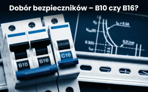 Trzy wyłączniki nadprądowe: B10, B16 i C16. Jaki bezpiecznik do oświetlenia wybrać? Wybór zależy od obciążenia.